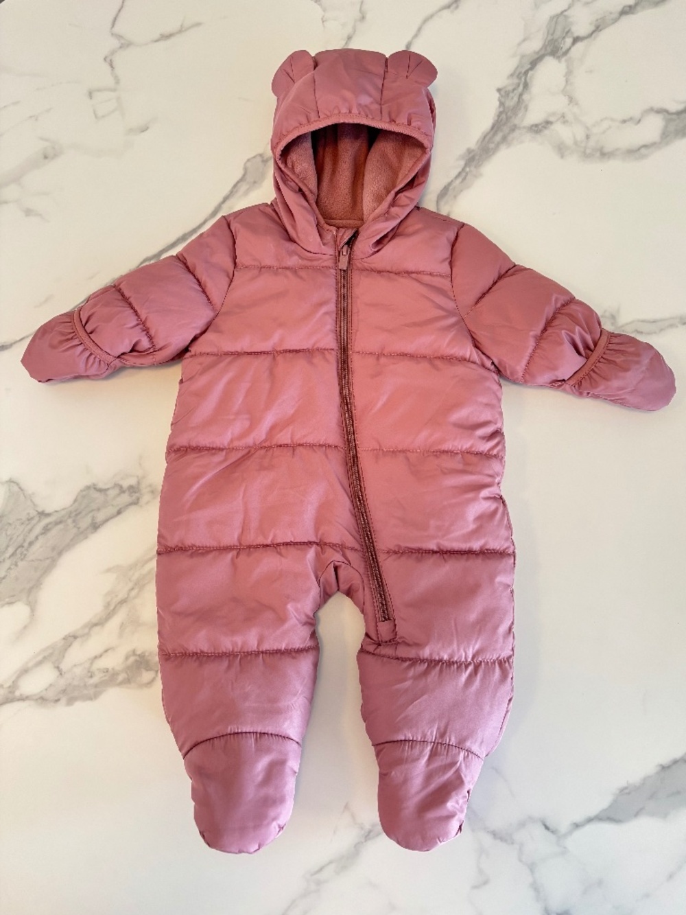 Old Navy Fleece Lined Snowsuit with covered mittens 0-3 Months Rose Pink